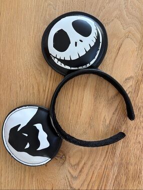 Disneyland Black and White Jack Skellington Mickey Ear Headband